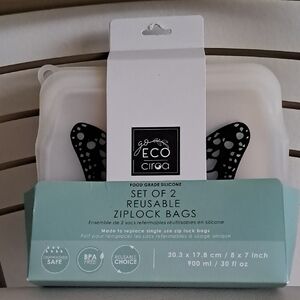 New!Ciroa Butterfly Reusable Silicone Ziplock Bags - Set of 2